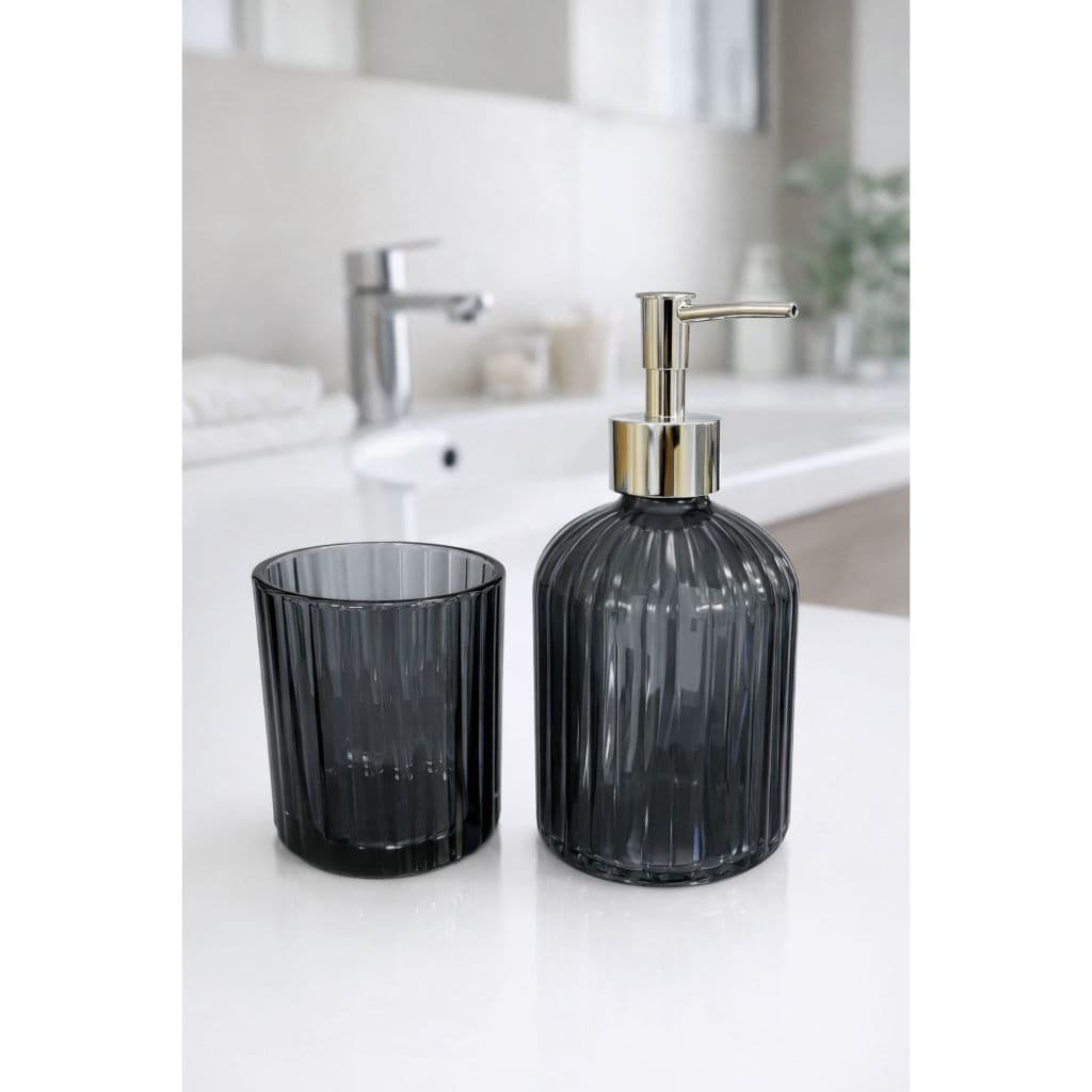 Kit para Banheiro com 2 Peças em Vidro – Elegância e Sofisticação -  Cinza