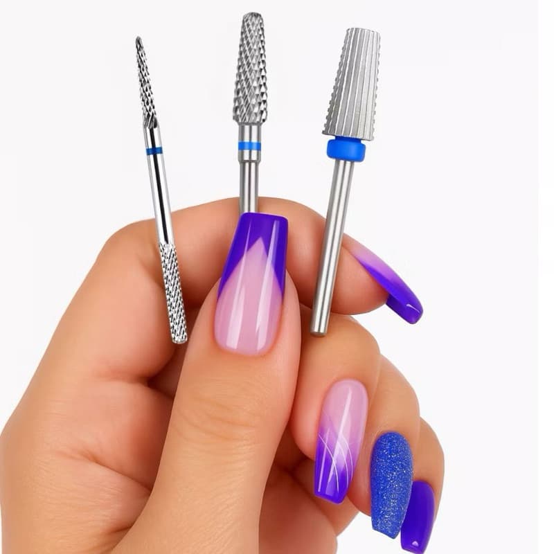 Kit 3 Brocas Tungstênio Profissional Remoção nivelamento curvatura c acabamento do gel cuticula freza de tungstenio