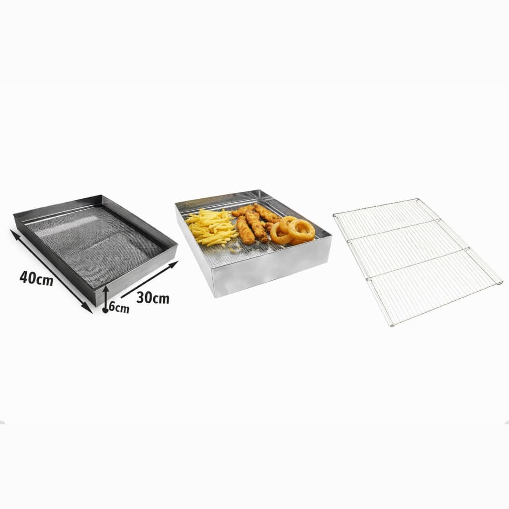 Escorredor de Fritura Inox 40x30cm com Grade Bandeja Profissional