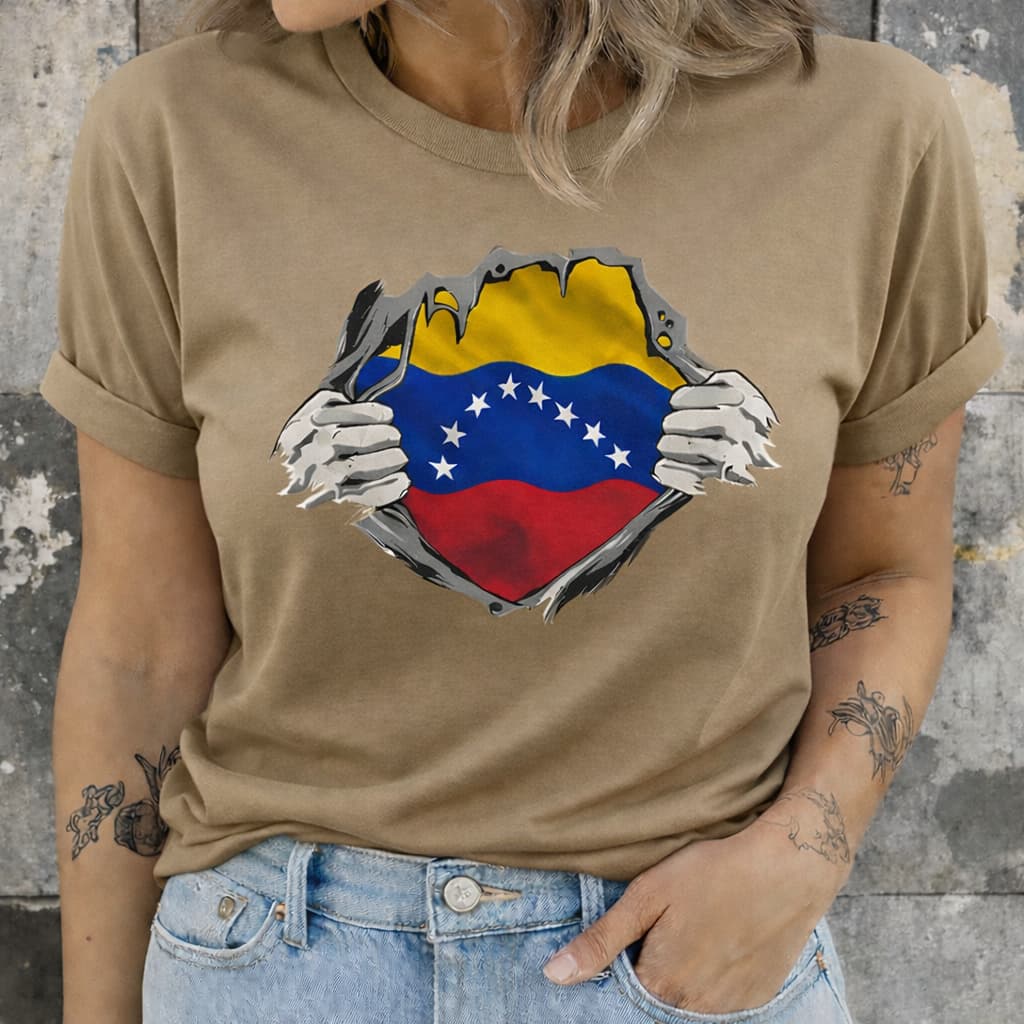 Camiseta Estampa Venezuela Chévere  Casual 100% Algodão  Gola Redonda Manga Curta
