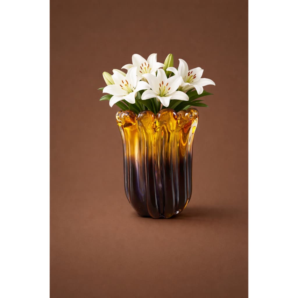 Vaso Decorativo Murano Amber e Roxo, Centro De Mesa 14x23cm Centro de Mesa, Decoração Sala