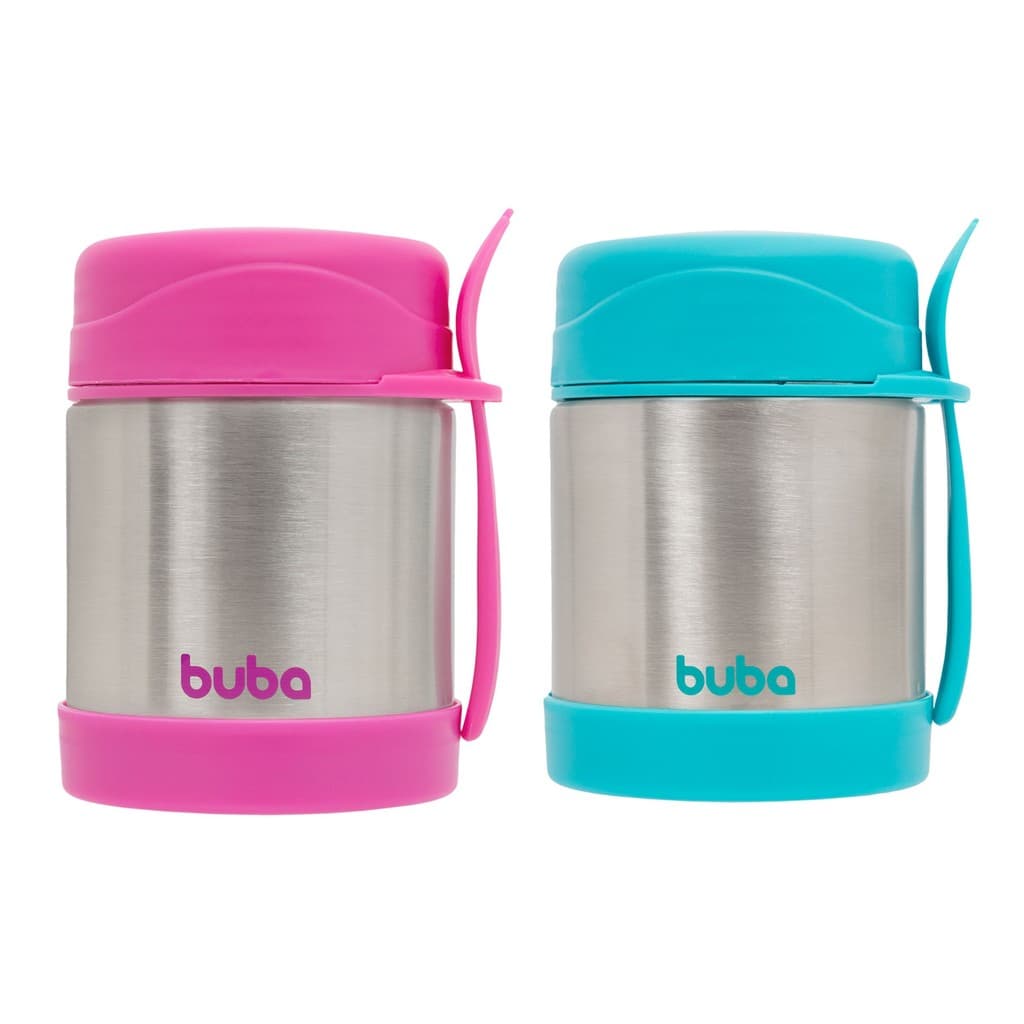 Pote Térmico Infantil Com Talher  320ml Inox Buba
