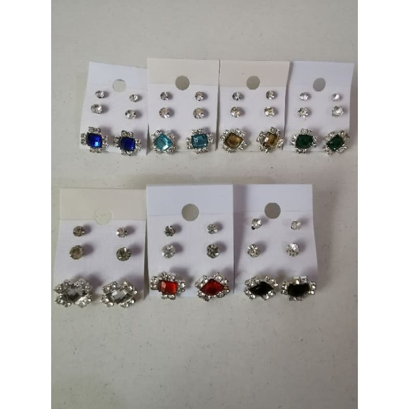 ⭐ KIT 3 Pares Brincos Ponto de Luz Estrela de Strass Luxo Delicado feminino lapidado Pino tarraxa B23600070-14 Prateado