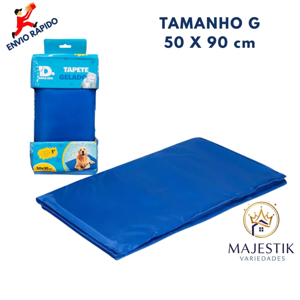 Tapete Gelado Azul 50x90cm para Pets que Refresca Instantaneamente Para Cães Porte Grande