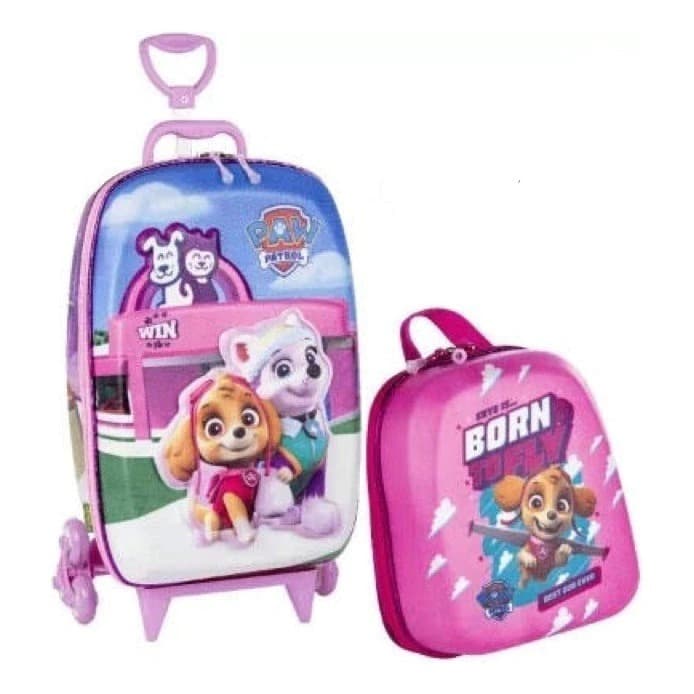 Mala Mochila 3D Patrulha Canina Pet Shop Sky Rodinha Maxtoy Patrol
