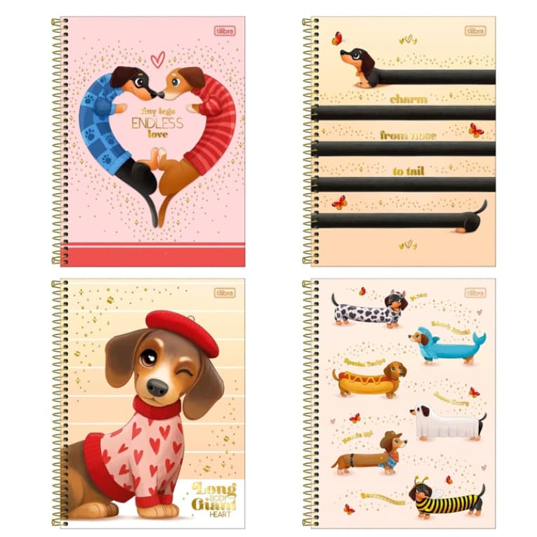 Caderno 10 Matérias Univers Brownie Cachorrinho 160f Tilibra