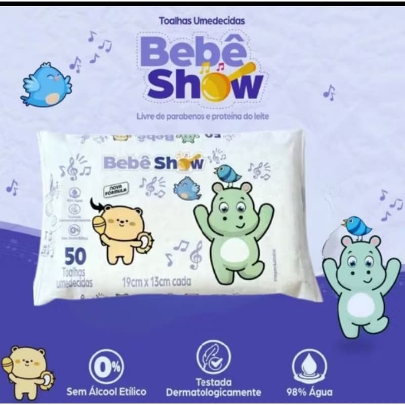 Kit lençol Show bêbe umedecidos 24 pacotes  1200 toalhas