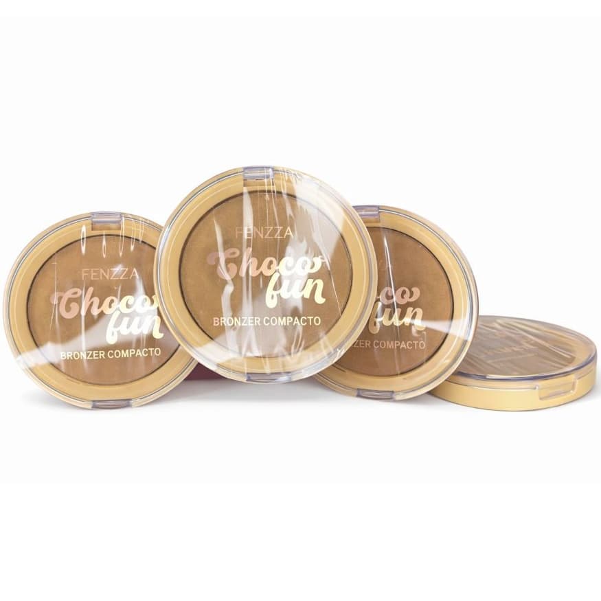 Pó compacto fenzza, chocofun, bronzer compacto, iluminador, FENZZA