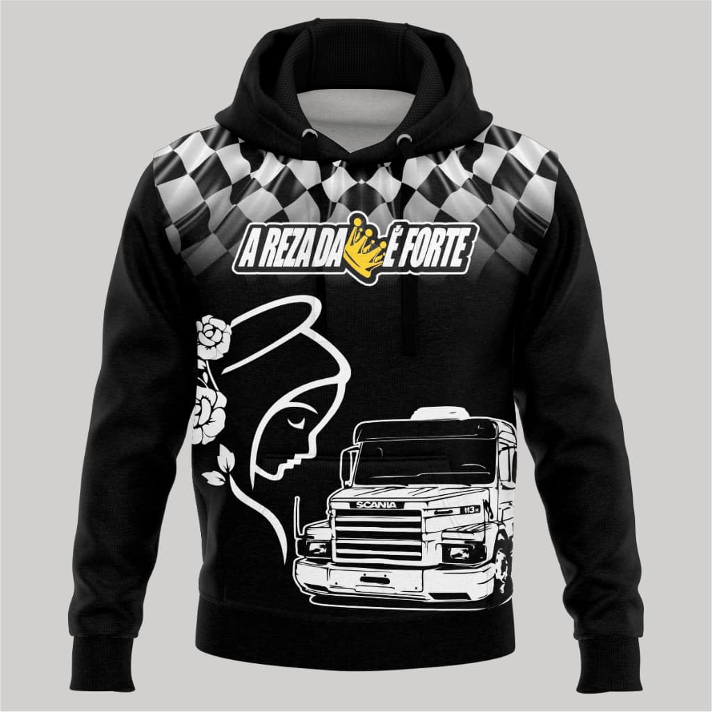moletom caminhão blusa caminhoneiro a reza da coroa é forte