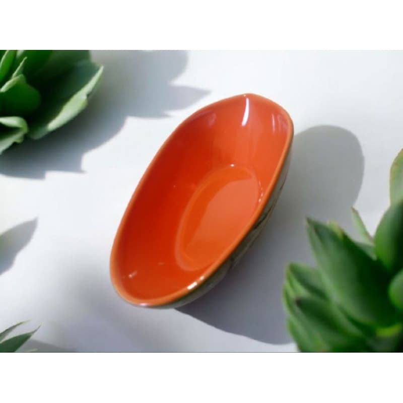 Bowl Em Cerâmica Esmaltada Premium Grande Mamão Papaia Sobremesa Frutas Mesa Posta