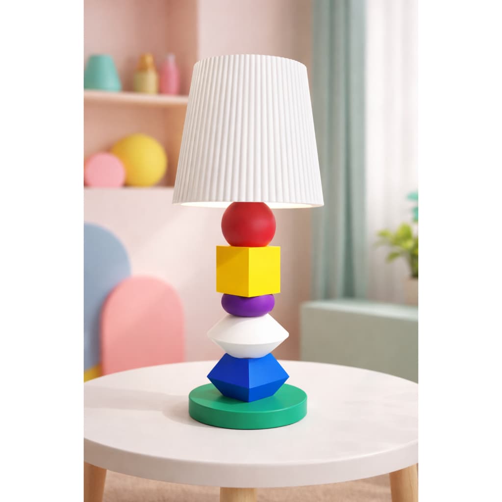 Luminária Abajur PopColor – Luminária Decorativa Colorida Estilo Moderno Geométrico