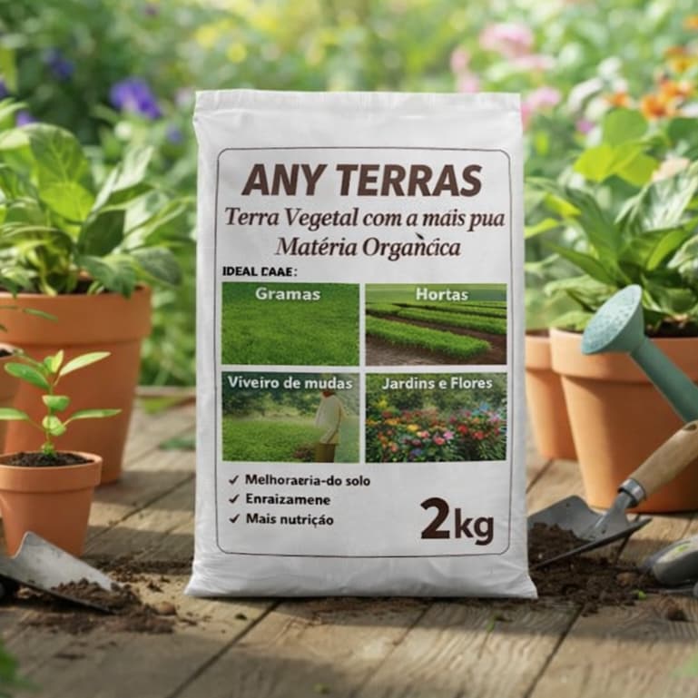 Terra Preta Adubada Orgânica Vegetal 2kg Para Plantio Plantas Hortas Jardins Vasos Flores Frutiferas