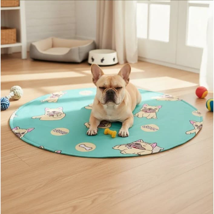 Tapete Gelado Redondo 60x60 Pet Refrescante Antitérmico Para Cachorro e Gato Alívio do Calor