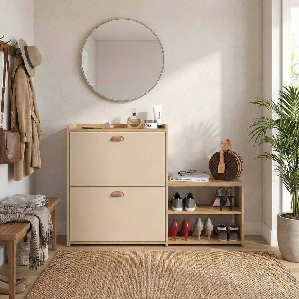 Sapateira Closet Organizadora 12 Pares Gaveta Basculante Com Prateleira Hall de Entrada Quarto
