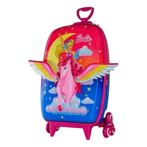 Mala Mochila de Rodinha da Barbie Pegasus 3D Maxtoy
