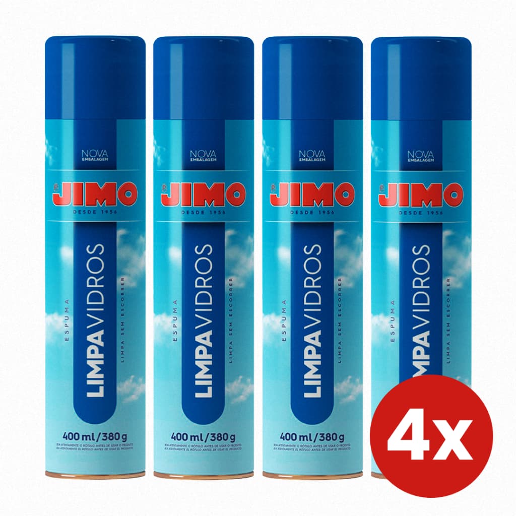 Limpa Vidros Jimo Aerossol 400ml Limpeza Profissional Multiuso Acrílico Box Espelho Cristal