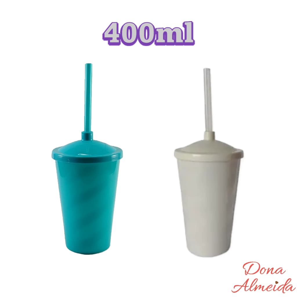 Kit 5 Copos Twister 400ml com Tampa e Canudo – Cores Pastel que Encantam!