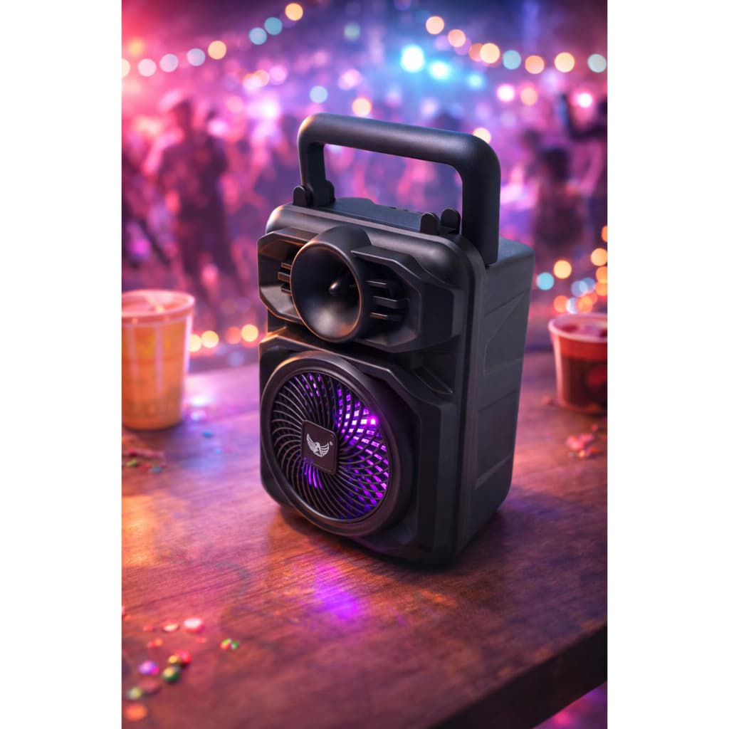 Caixinha De Som Bluetooth LED RGB Usb Cartão TF Alta Qualidade 8w Entrada P10 Altomex AL-3189