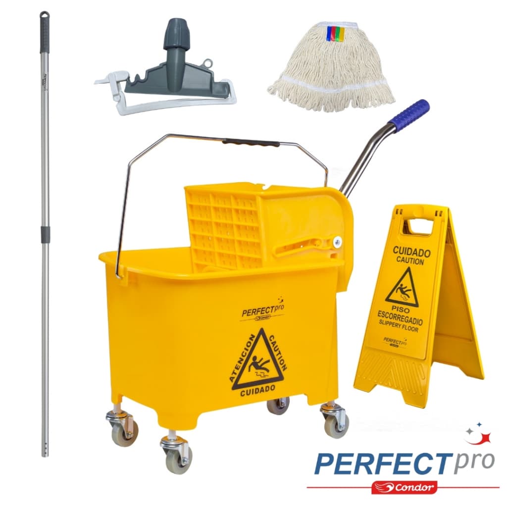 Carrinho Mop de Limpeza Balde 20 Litros Espremedor Carro Kit Esfregão Perfect Pro Condor 974383