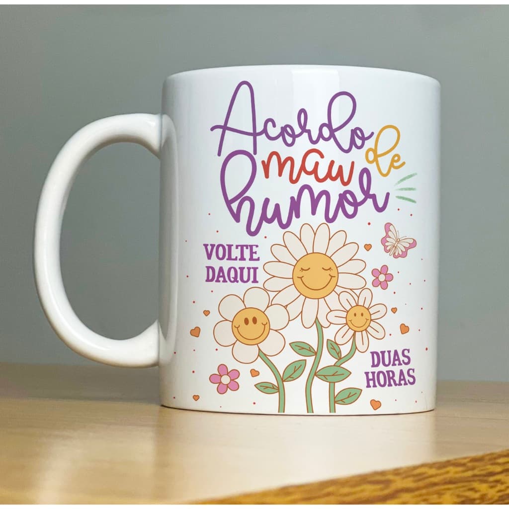 Caneca ACORDAR DE MAL HUMOR Good Vibes 2-Xícara com Frases Divertidas  engraçadas Porcelana