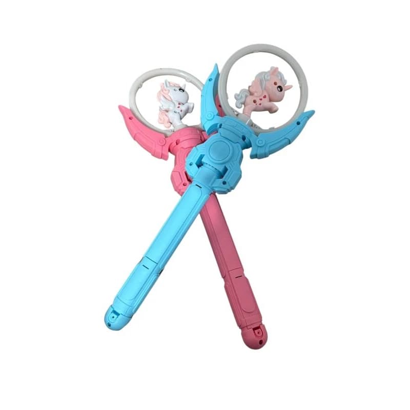 Varinha mágica giratória de unicórnio com LED, brinquedo infantil de fantasia com luzes piscantes