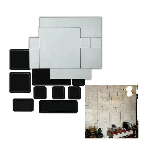 Kit 9 Molde Formas 3d Mosaico Liso Abs