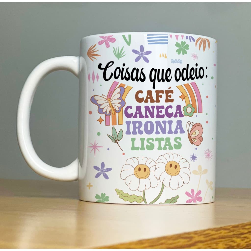 Caneca COISAS QUE ODEIO Good Vibes 2-Xícara com Frases Divertidas  engraçadas Porcelana