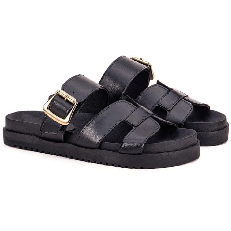 Sandália Feminina com Fivela Ajustaveis Confortável Ortopédica Birken Papete Casual Rasteira