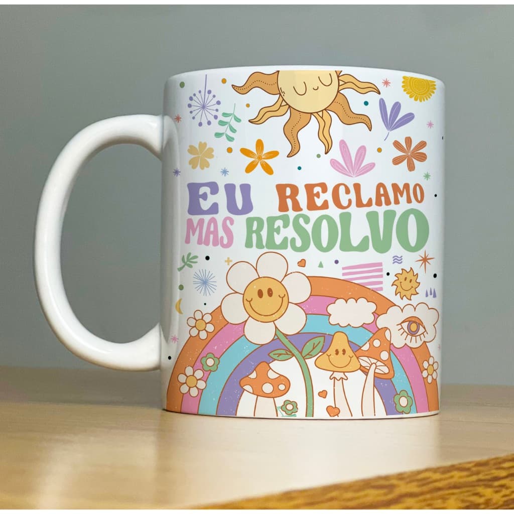 Caneca EU RECLAMO MAIS RESOLVO Good Vibes 2-Xícara com Frases Divertidas  engraçadas Porcelana
