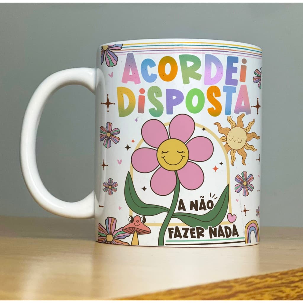 Caneca ACORDEI DISPOSTA Good Vibes 2-Xícara com Frases Divertidas  engraçadas Porcelana