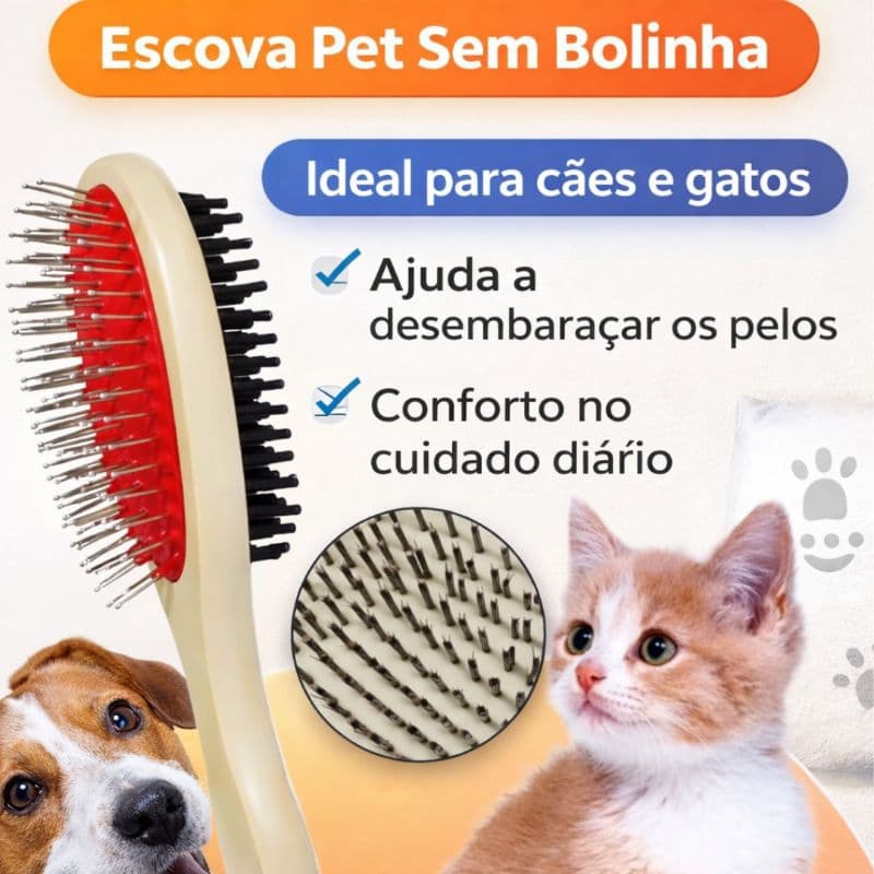 Escova Pet Sem Bolinha Desembaraçadora para Cachorro e Gato | Pente de Madeira para Pelagem