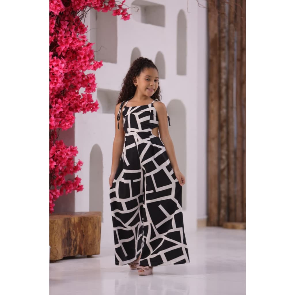 Macacão Menina Moda Praia Verão Alças Fina Decote Costas Estampado Juvenil 4,6,8,10,12,14 e 16 anos