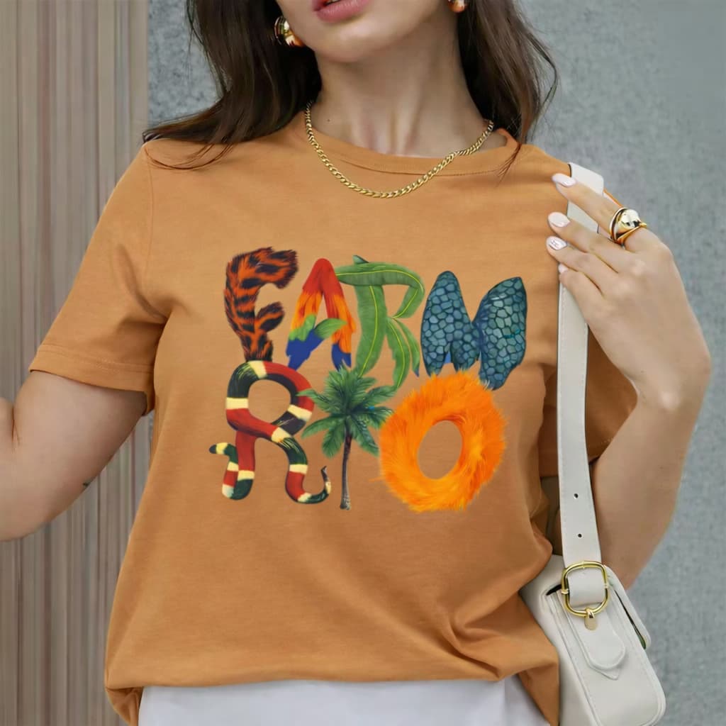 T-shirt Feminina Faam Rio Camiseta VERÃO Estilosa Confortável Algodão Premium