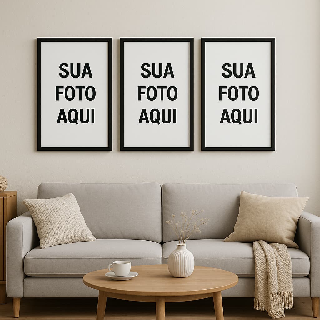 Kit Quadro Personalizado 3 Peças Quadro Com Sua Foto