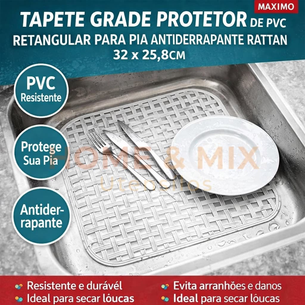 Protetor Tapete Silicone Grade de Pia Cuba Multiuso Aparador de Louça Escorredor Anti Derrapante