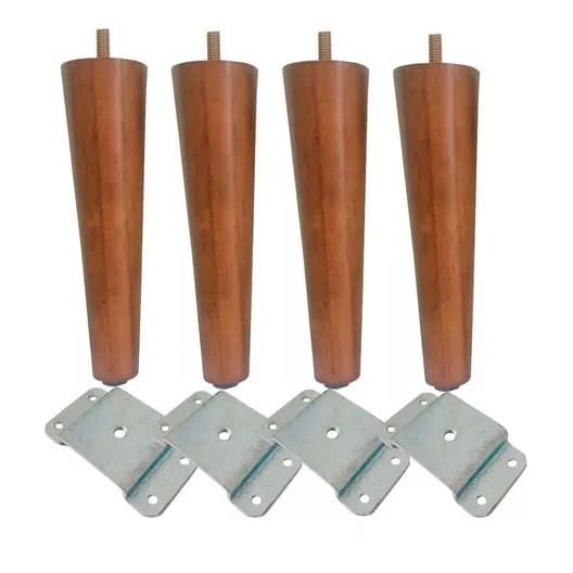 Kit 4 Pé palito de 15 cm 4 chapinha inclinada para moveis em geral