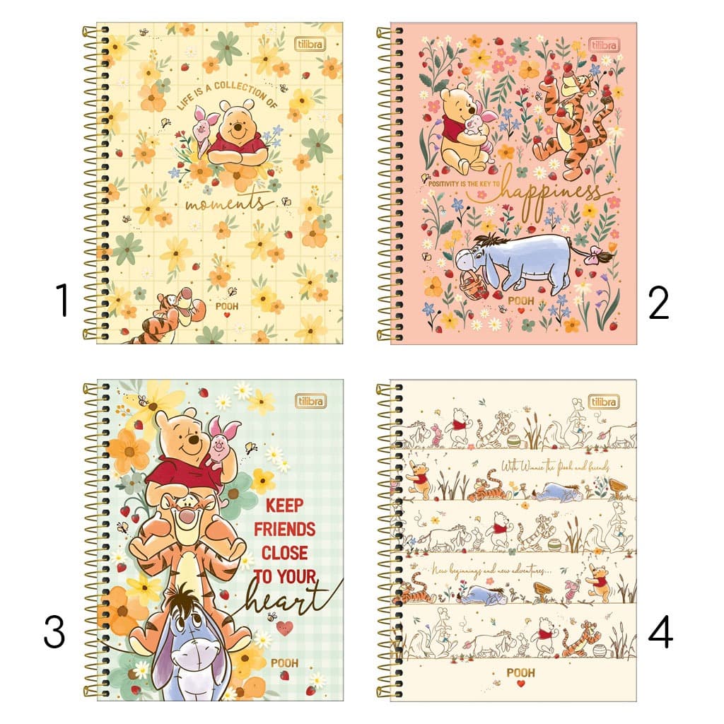 Caderno Colegial TILIBRA Pooh 1 Matéria 80 Folhas