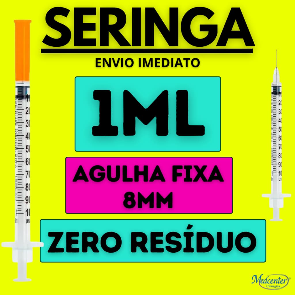 Seringa insulina 1ml com Agulha Fixa ULTRA FINA 8mmx0,30 (30G) - VP