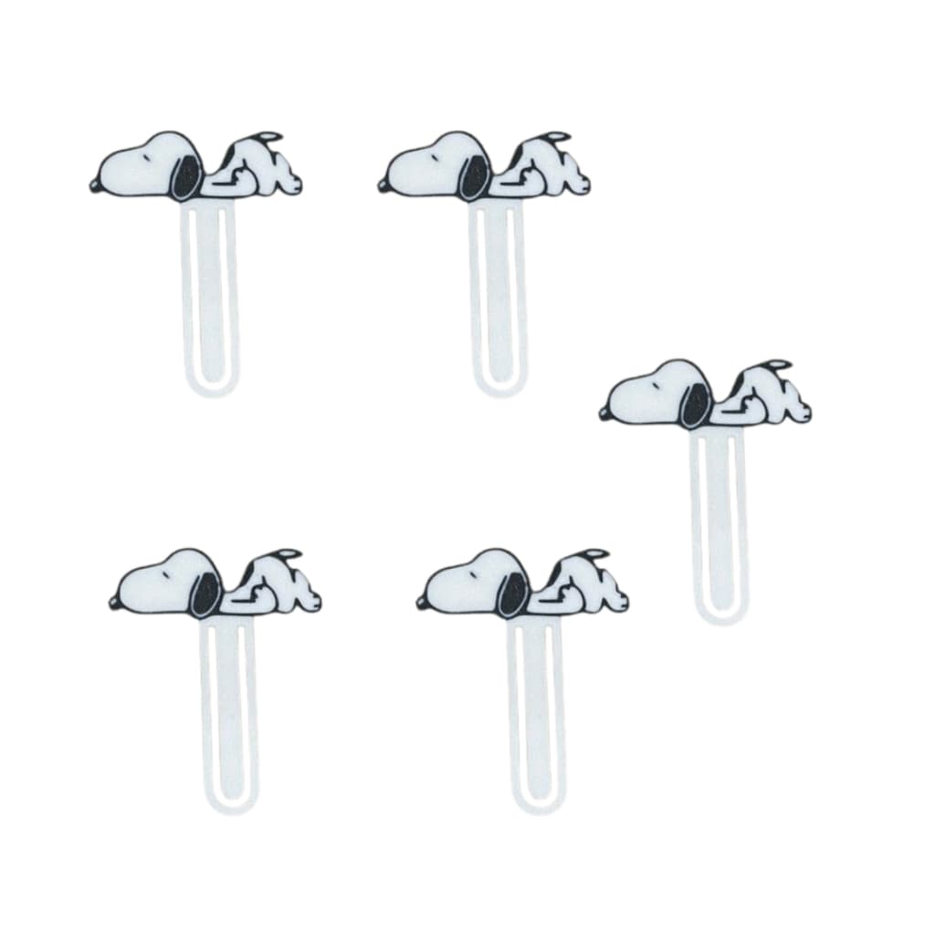Kit Com 5 Marcador De Livro Páginas Cachorro Snoopy Branco