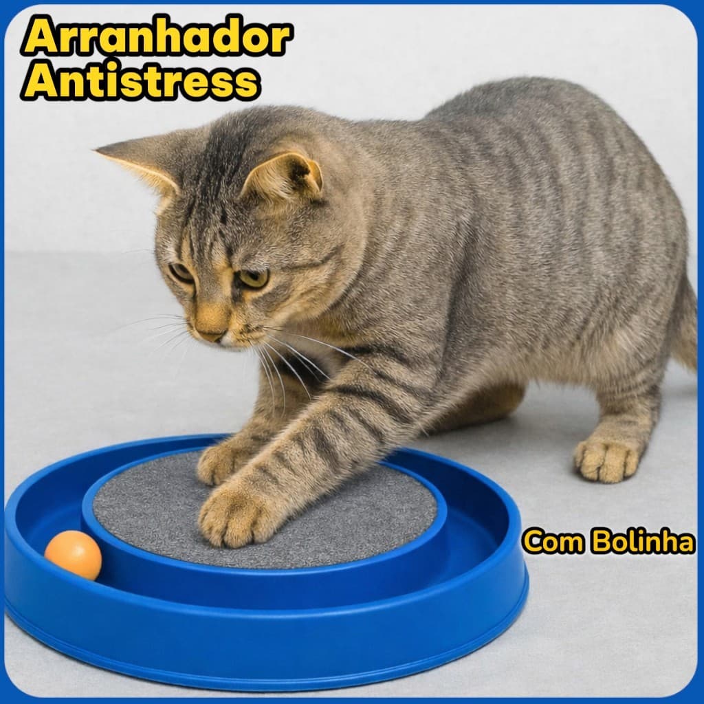 Brinquedo Arranhador para Gatos Com Bolinha Interativo antistress Design Ergonômico