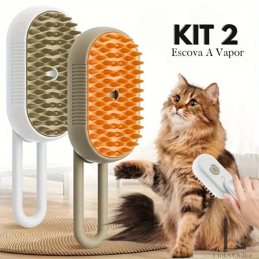 KIT 2 Escova A Vapor Para Gatos Cães 3 Em 1 Escovas Elétricas De Pêlos Pentes De Massagem