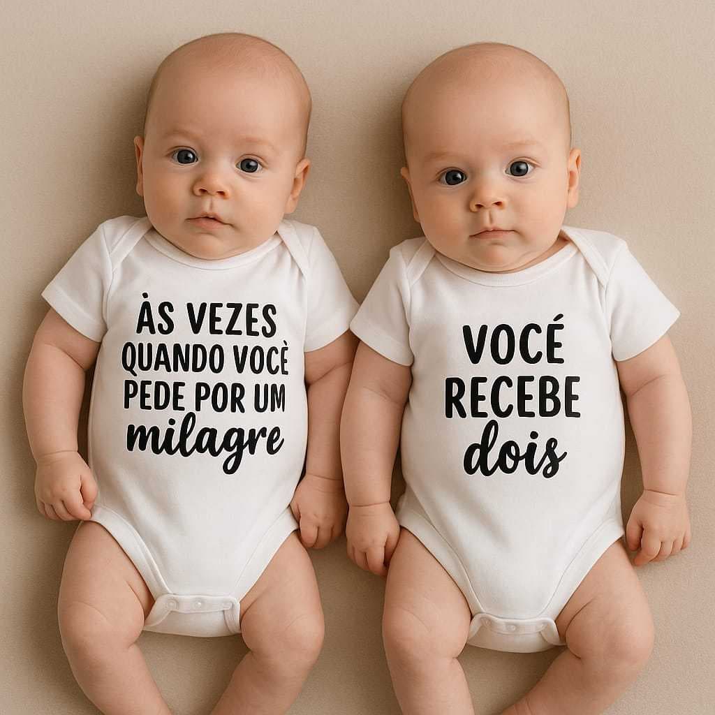 KIT 2 PEÇAS -  BODY (ÀS VEZES QUANDO VOCÊ PEDE POR UM MILAGRE) - ( VOCÊ RECEBE DOIS) BORES REVELAÇÃO GRAVIDEZ DE GÊMEOS