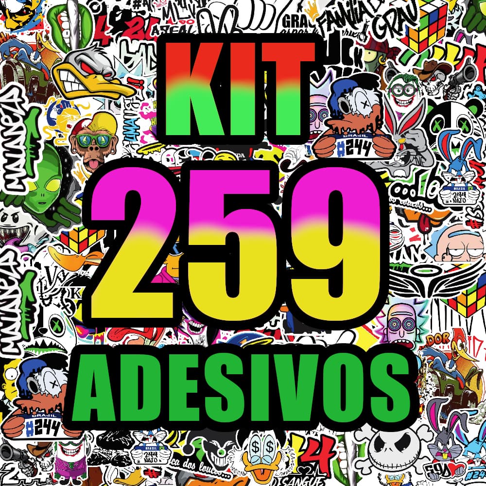 Kit de 259 Adesivos Para Bike Viseira Alta Resolução aprova d'agua Personagens Frases e Simbolos