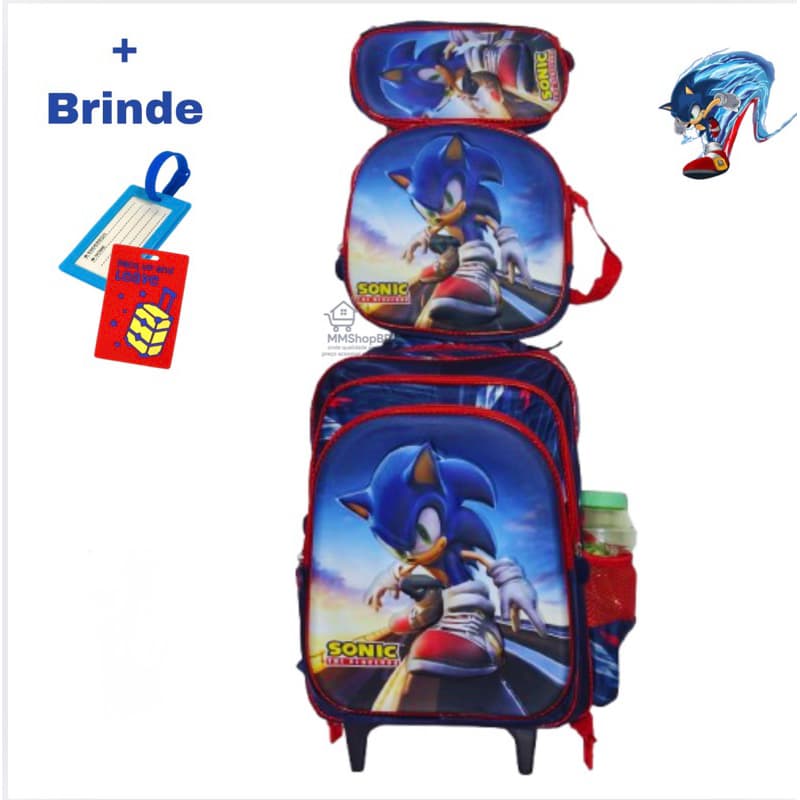 Mochila Infantil Escolar - REF-SON03: Conforto, Espaço e Estilo com Design Sonic