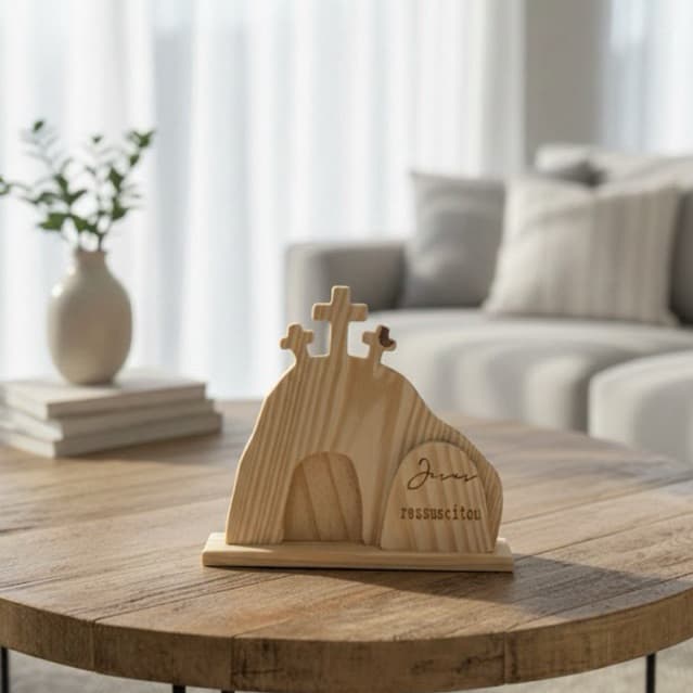 Santo sepulcro páscoa cristã madeira de pinus escultura madeira bíblica decoração minimalista