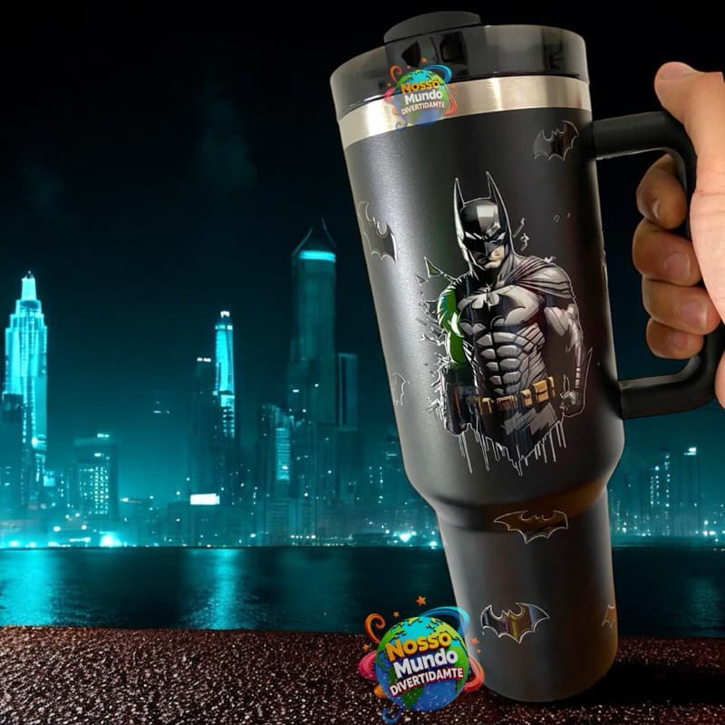Copo Térmico 1200 ml Black Batman Personalizado