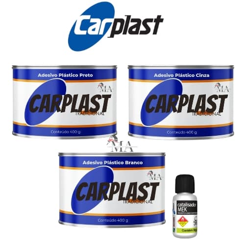 Massa Plástica Carplast 400g Cinza, Branca e Preta Adesivo Plástico Com Catalisador