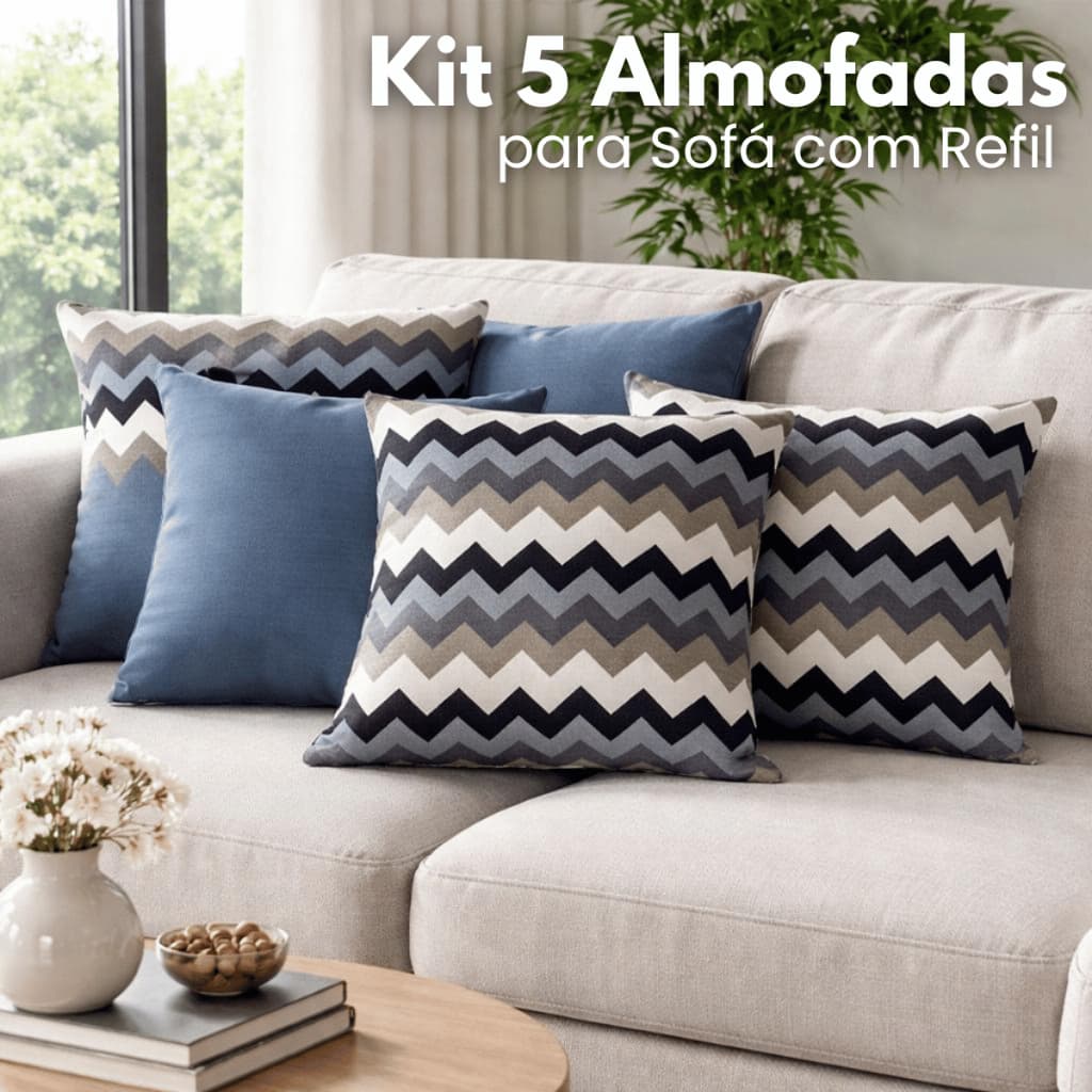 Kit 5 Almofadas Cheias Lindas Quarto Sala Sofá Com Refil