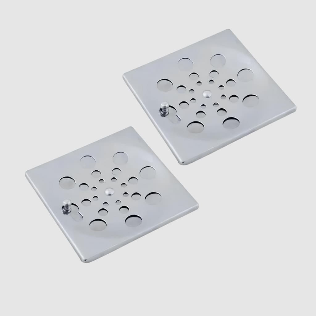 Kit Ralo Tampa Grelha Quadrada Com Fecho Rotativo Abre E Fecha Em Aço Inox