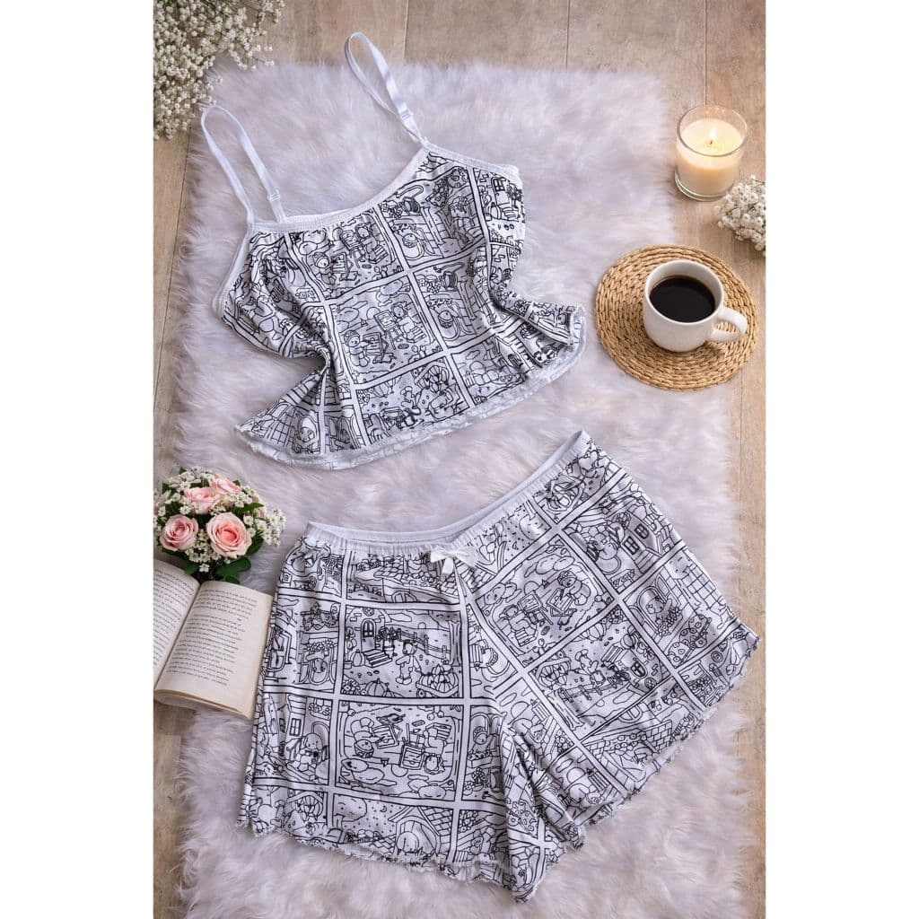 Kit 3 Pijamas Para Colorir Infantil Baby Doll + Canetinha Conjunto De Dormir Estampado Moda Menina